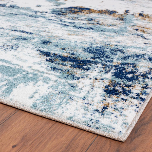 17 Stories Elrosa Performance Blue/Gray/Brown Rug | Wayfair